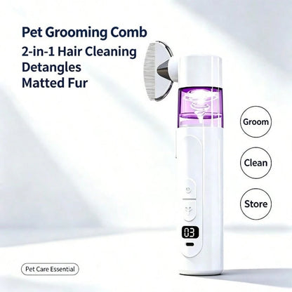 2-In-1 Pet Hair Grooming Comb Portable Electric Hair Vacuum Pet Beauty Brush For Dogs And Cats Collects Loose Hair And Untangles Matted Fur Daily Pet Grooming Tool