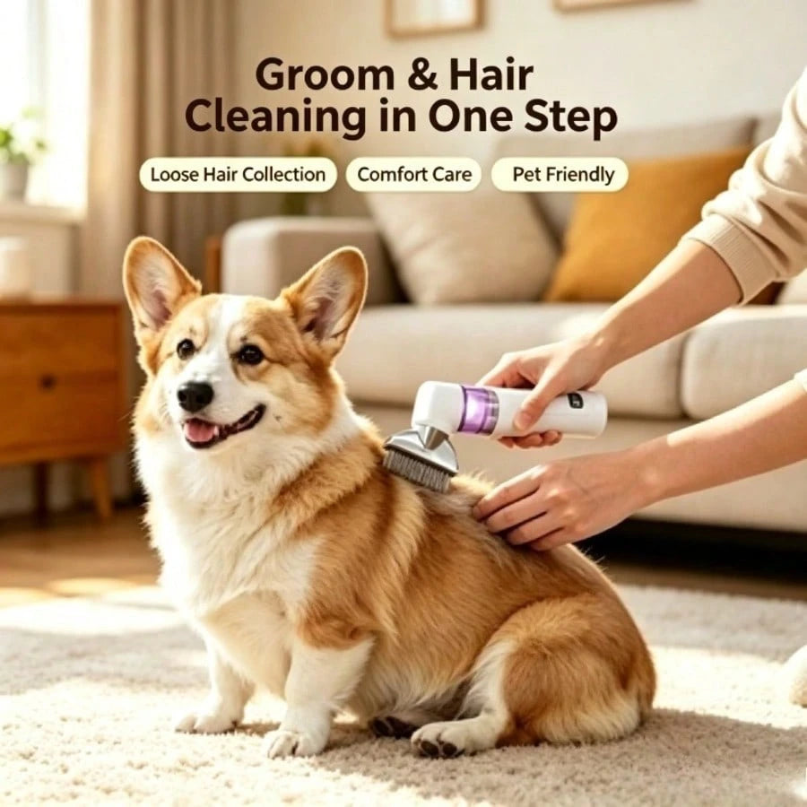 2-In-1 Pet Hair Grooming Comb Portable Electric Hair Vacuum Pet Beauty Brush For Dogs And Cats Collects Loose Hair And Untangles Matted Fur Daily Pet Grooming Tool