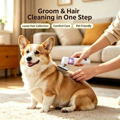 2-In-1 Pet Hair Grooming Comb Portable Electric Hair Vacuum Pet Beauty Brush For Dogs And Cats Collects Loose Hair And Untangles Matted Fur Daily Pet Grooming Tool