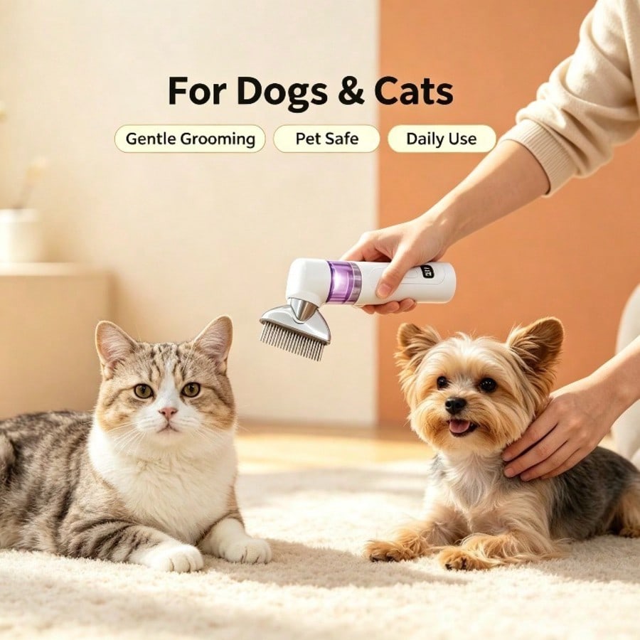 2-In-1 Pet Hair Grooming Comb Portable Electric Hair Vacuum Pet Beauty Brush For Dogs And Cats Collects Loose Hair And Untangles Matted Fur Daily Pet Grooming Tool