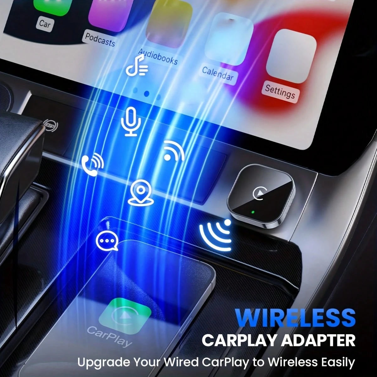 2-In-1 Wireless CarPlay & Android Auto Adapter- Plug & Play CarPlay Dongle Converter, Fast Auto-Connect, No Delay, Compact Design For IPhone & Android With USB/USB-C Port (Black), Wireless Carplay Ad