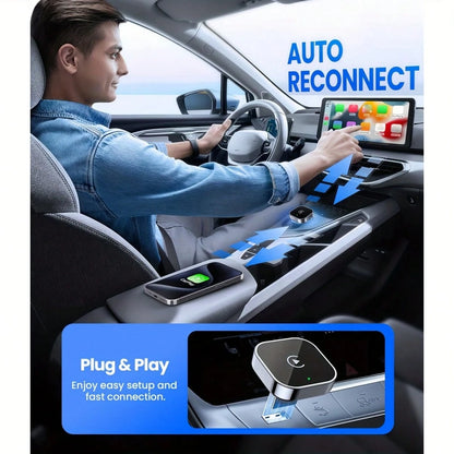 2-In-1 Wireless CarPlay & Android Auto Adapter- Plug & Play CarPlay Dongle Converter, Fast Auto-Connect, No Delay, Compact Design For IPhone & Android With USB/USB-C Port (Black), Wireless Carplay Ad