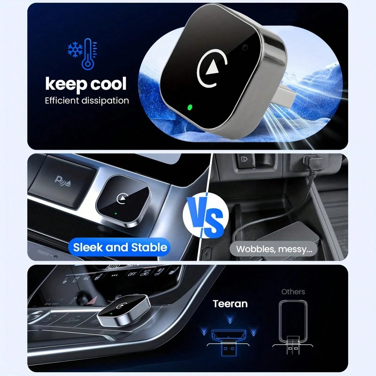 2-In-1 Wireless CarPlay & Android Auto Adapter- Plug & Play CarPlay Dongle Converter, Fast Auto-Connect, No Delay, Compact Design For IPhone & Android With USB/USB-C Port (Black), Wireless Carplay Ad