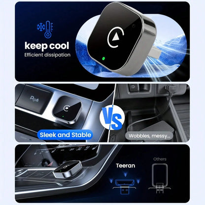 2-In-1 Wireless CarPlay & Android Auto Adapter- Plug & Play CarPlay Dongle Converter, Fast Auto-Connect, No Delay, Compact Design For IPhone & Android With USB/USB-C Port (Black), Wireless Carplay Ad