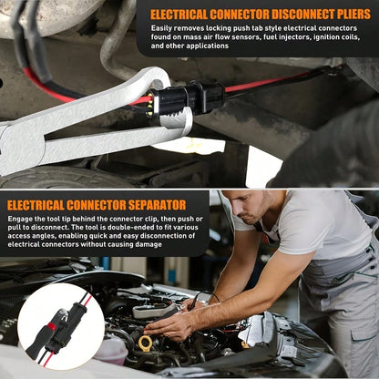 2-Pack Black Anti-Rust Carbon Steel Electrical Connector Disconnect Pliers- Specialized Locking Tab Release Tool For MAF Sensors, Fuel Injectors & Ignition Coils, Pigtail Separator For Auto Electric
