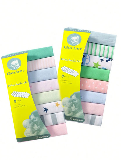 2 Packs- 8pcs/Pack Soft Baby Towels, Baby Bath Towels, Children's Bathing & Feeding Wipes- Random Assorted Towel Colors (Note: Some Styles May Not Be Shown In The Image).