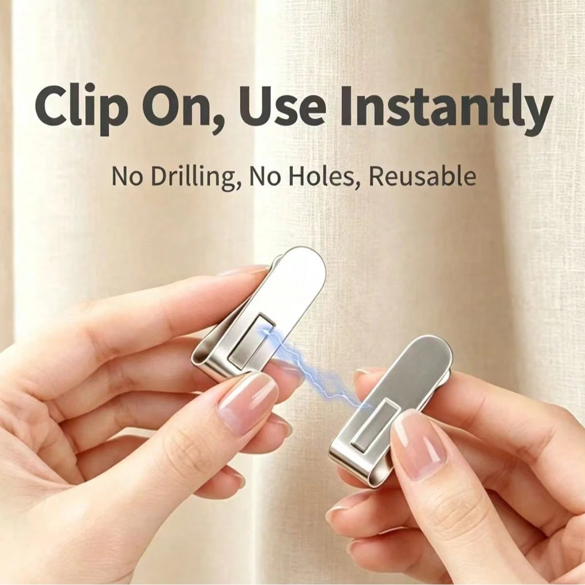 2 Pairs Magnetic Curtain Clips, Curtain Weight Magnetic Clips With Thumbtacks, Magnetic Curtain Fasteners, Keep Curtains Or Shower Curtains Tightly Against The Wall, Prevent Wind Blow, Light Leakage
