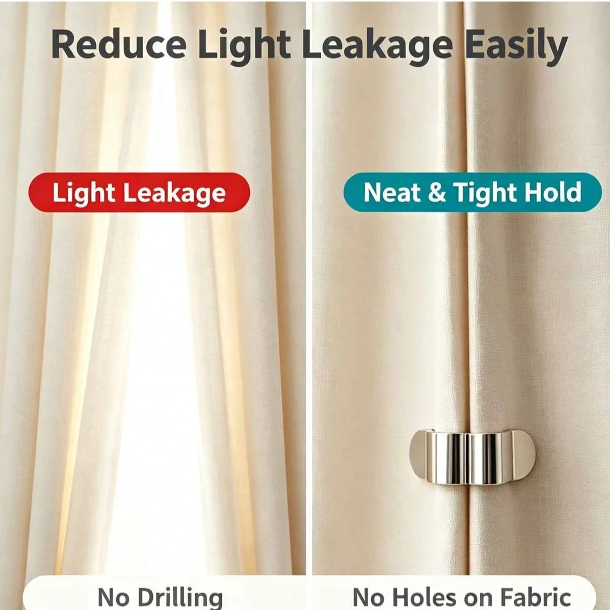 2 Pairs Magnetic Curtain Clips, Curtain Weight Magnetic Clips With Thumbtacks, Magnetic Curtain Fasteners, Keep Curtains Or Shower Curtains Tightly Against The Wall, Prevent Wind Blow, Light Leakage