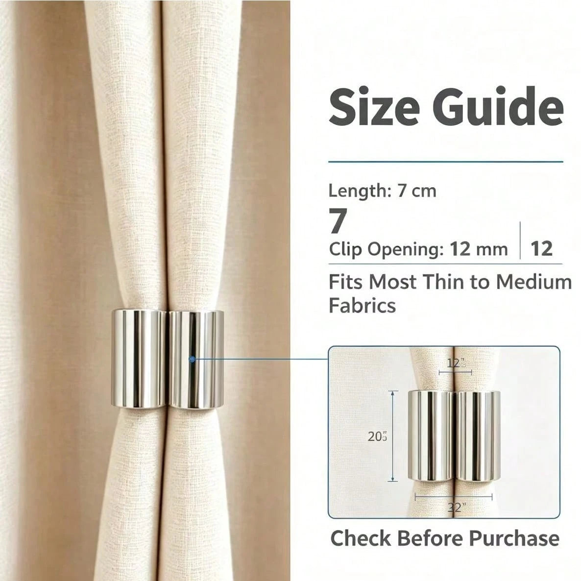 2 Pairs Magnetic Curtain Clips, Curtain Weight Magnetic Clips With Thumbtacks, Magnetic Curtain Fasteners, Keep Curtains Or Shower Curtains Tightly Against The Wall, Prevent Wind Blow, Light Leakage