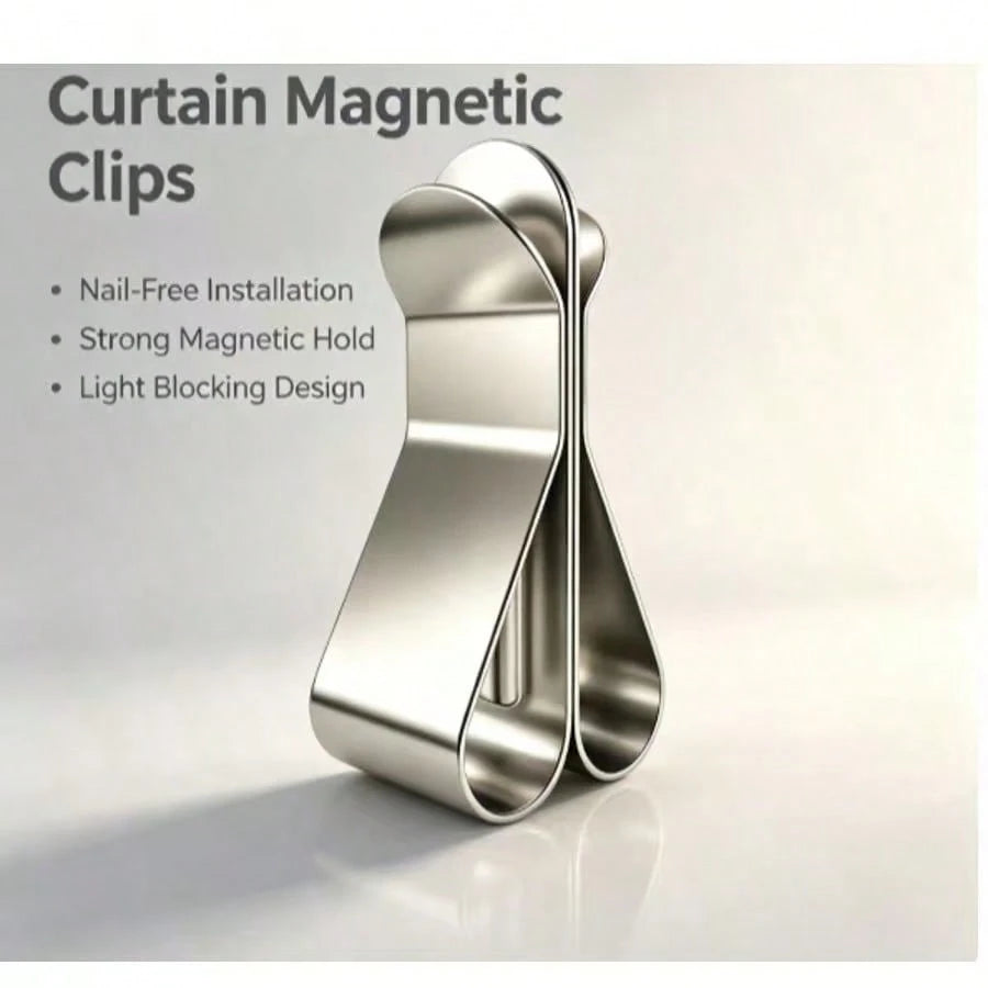 2 Pairs Magnetic Curtain Clips, Curtain Weight Magnetic Clips With Thumbtacks, Magnetic Curtain Fasteners, Keep Curtains Or Shower Curtains Tightly Against The Wall, Prevent Wind Blow, Light Leakage