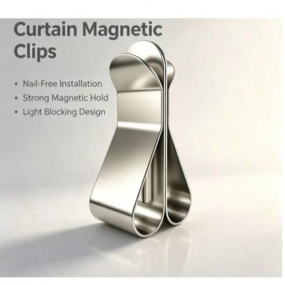 2 Pairs Magnetic Curtain Clips, Curtain Weight Magnetic Clips With Thumbtacks, Magnetic Curtain Fasteners, Keep Curtains Or Shower Curtains Tightly Against The Wall, Prevent Wind Blow, Light Leakage