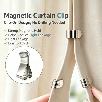 2 Pairs Magnetic Curtain Clips, Curtain Weight Magnetic Clips With Thumbtacks, Magnetic Curtain Fasteners, Keep Curtains Or Shower Curtains Tightly Against The Wall, Prevent Wind Blow, Light Leakage