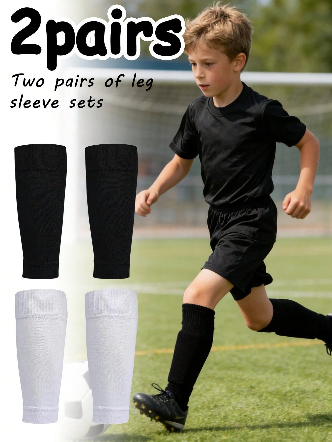 2 Pairs Youth 4-14Y Football Shin Guards Leg Warmers, Breathable Leg Sleeves Compression Calf Supports Soccer Leg Warmers, Back To School, First Day Of School
