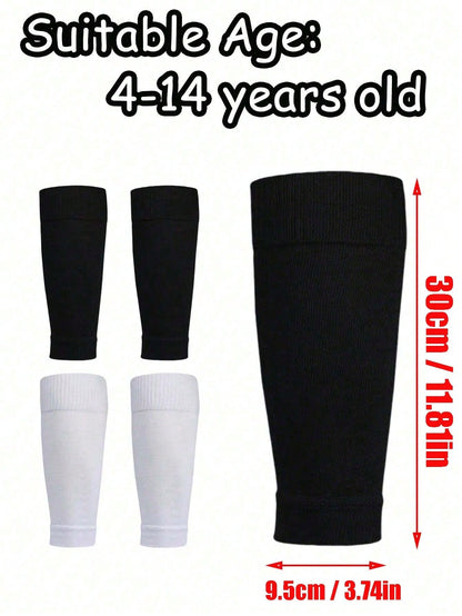 2 Pairs Youth 4-14Y Football Shin Guards Leg Warmers, Breathable Leg Sleeves Compression Calf Supports Soccer Leg Warmers, Back To School, First Day Of School