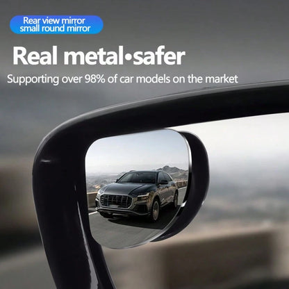 2-Pcs Universal High-Definition Electroplated Anti Glare Blind Spot Small Round Mirror With 360 ° Adjustable Car Rearview Mirror, Wide-Angle Waterproof Reversing Assist Mirror, Practical Anti Blind Po