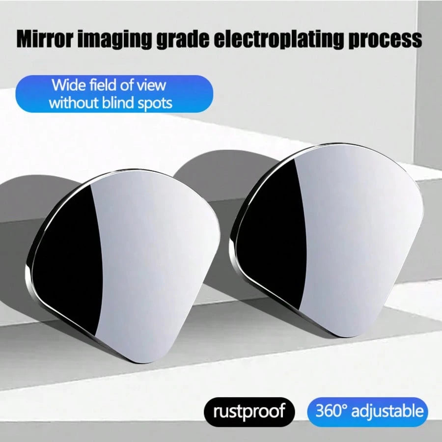 2-Pcs Universal High-Definition Electroplated Anti Glare Blind Spot Small Round Mirror With 360 ° Adjustable Car Rearview Mirror, Wide-Angle Waterproof Reversing Assist Mirror, Practical Anti Blind Po