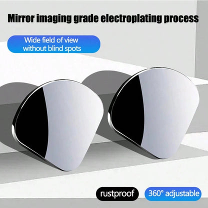 2-Pcs Universal High-Definition Electroplated Anti Glare Blind Spot Small Round Mirror With 360 ° Adjustable Car Rearview Mirror, Wide-Angle Waterproof Reversing Assist Mirror, Practical Anti Blind Po