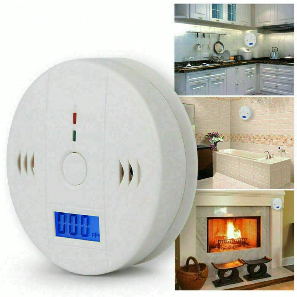 2 Pieces Carbon Monoxide Gas Sound Detection Alarm, Kitchen Basement Travel Home Office Bedroom Living Room Car, Battery Powered, Battery Not Included