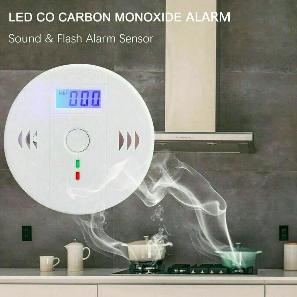 2 Pieces Carbon Monoxide Gas Sound Detection Alarm, Kitchen Basement Travel Home Office Bedroom Living Room Car, Battery Powered, Battery Not Included