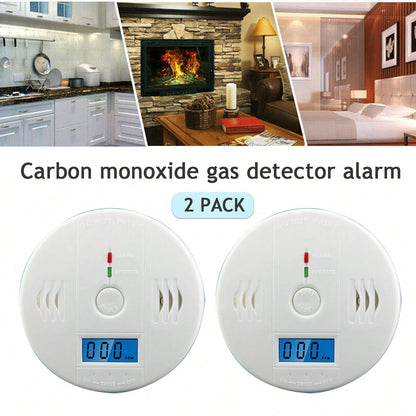 2 Pieces Carbon Monoxide Gas Sound Detection Alarm, Kitchen Basement Travel Home Office Bedroom Living Room Car, Battery Powered, Battery Not Included