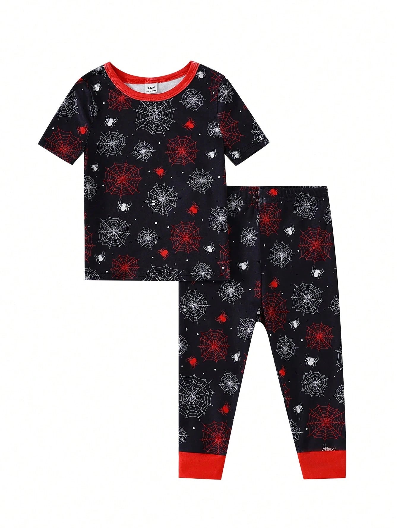 2 Sets Toddler Boys' Pajamas, Random Assorted, Casual Stretchy Knit, Superhero Cartoon Patchwork Crew Neck Short Sleeve Top & Pants Snug Fit
