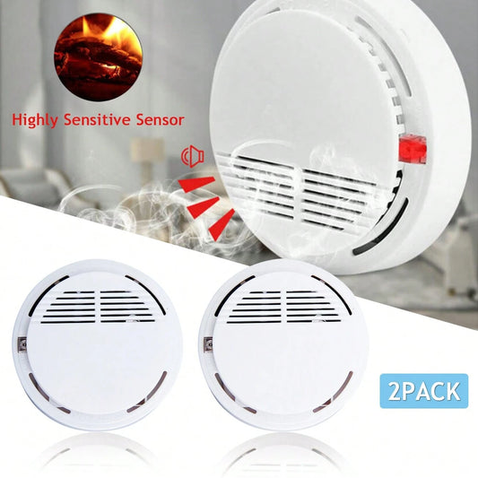 2 Units Of White Gas Smoke Alarm- Suitable For Gas Detection In Home Kitchens Or Offices. Equipped With Batteries.