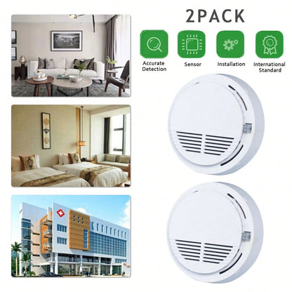 2 Units Of White Gas Smoke Alarm- Suitable For Gas Detection In Home Kitchens Or Offices. Equipped With Batteries.