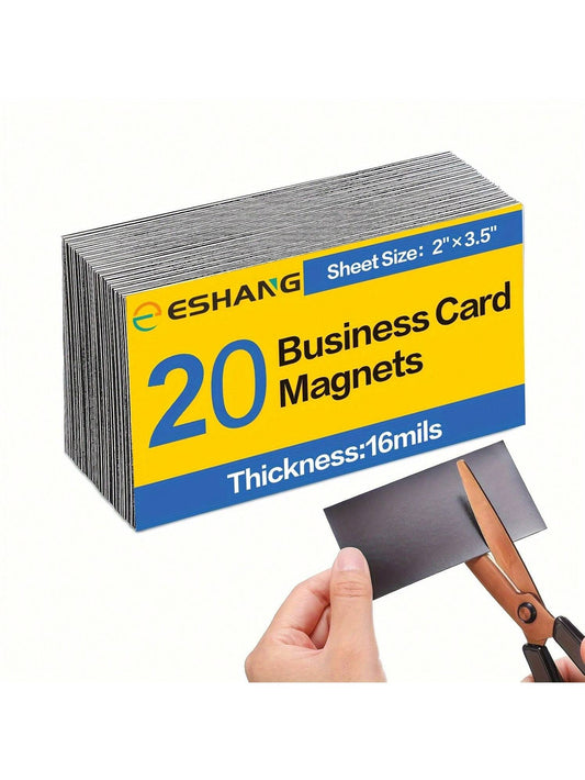 20 Sheets Adhesive Magnetic Sheets With Adhesive Backing 16Mil 50*89mm Flexible Magnet Sheets With Self Adhesive Sticky Magnetic Paper For Business Card And Picture Magnets Craft Magnet Stickers,Schoo
