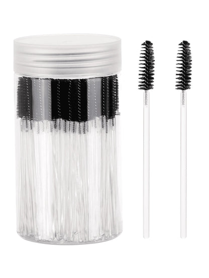 200/100/50/10pcs Set Eyelash Brush, Eyelash Mascara Brush (With Storage Box), Flexible Disposable Eyebrow Brush, Eyelash Extension Brush, Eyebrow Brush, Castor Oil Brush (Transparent Black),Giveaways