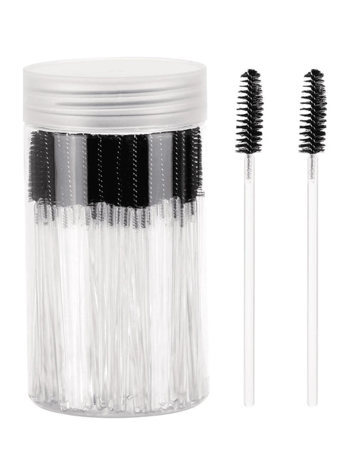 200/100/50/10pcs Set Eyelash Brush, Eyelash Mascara Brush (With Storage Box), Flexible Disposable Eyebrow Brush, Eyelash Extension Brush, Eyebrow Brush, Castor Oil Brush (Transparent Black),Giveaways