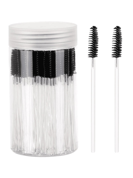 200/100/50/10pcs Set Eyelash Brush, Eyelash Mascara Brush (With Storage Box), Flexible Disposable Eyebrow Brush, Eyelash Extension Brush, Eyebrow Brush, Castor Oil Brush (Transparent Black),Giveaways