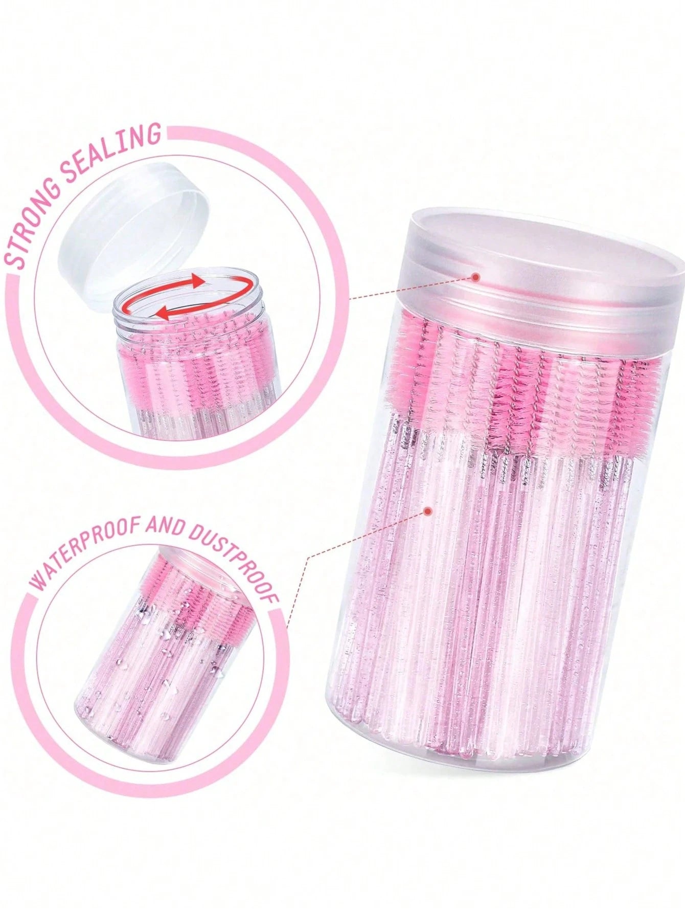 200/100/50/10pcs Set Eyelash Brush, Eyelash Mascara Brush (With Storage Box), Flexible Disposable Eyebrow Brush, Eyelash Extension Brush, Eyebrow Brush, Castor Oil Brush (Transparent Black),Giveaways