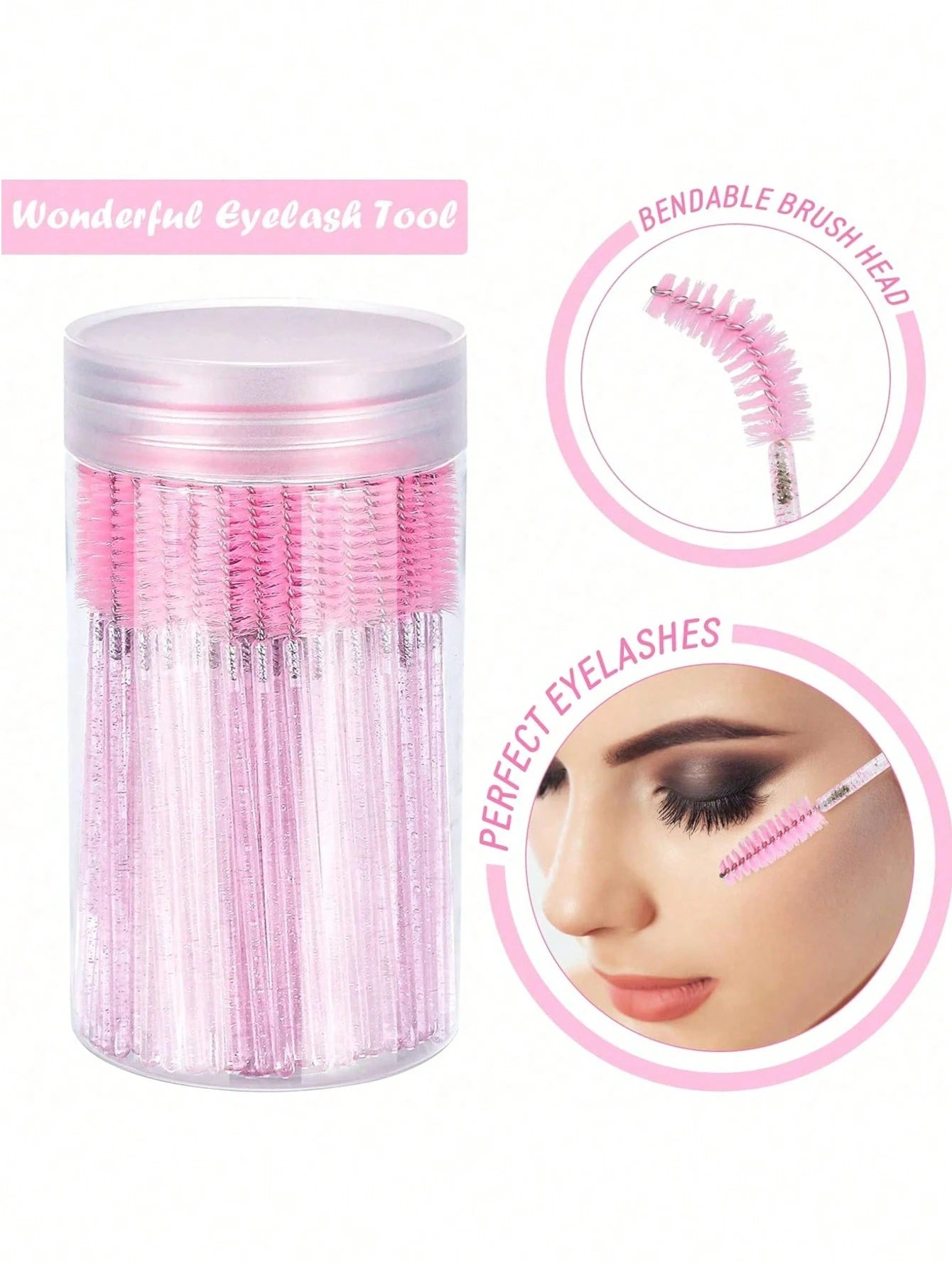 200/100/50/10pcs Set Eyelash Brush, Eyelash Mascara Brush (With Storage Box), Flexible Disposable Eyebrow Brush, Eyelash Extension Brush, Eyebrow Brush, Castor Oil Brush (Transparent Black),Giveaways