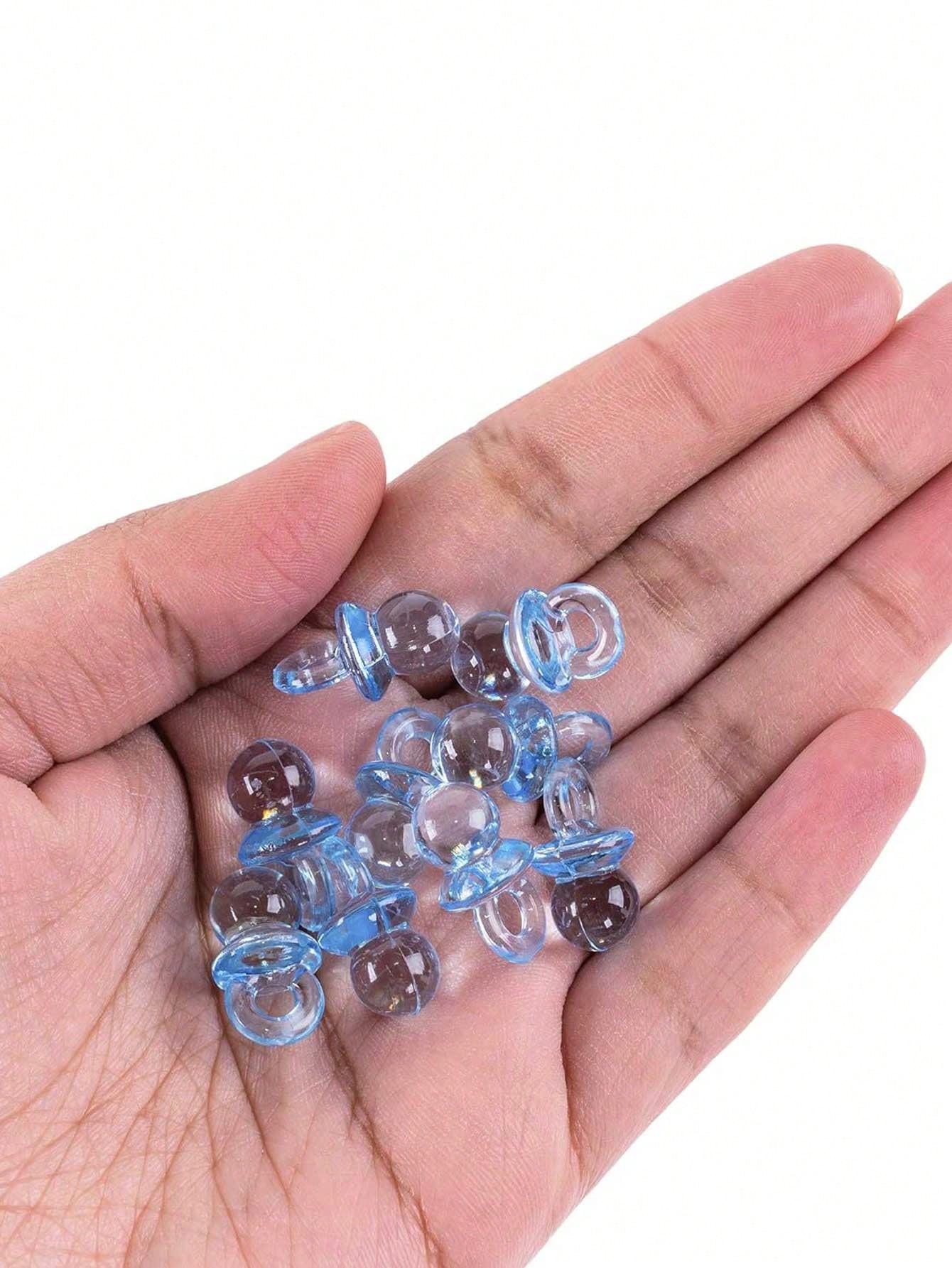 200pcs Mini Acrylic Pacifiers, Suitable For Baby Shower Games, 0.86 Inch Bulk Pacifiers, Suitable For Gender Reveal Party Gifts Table Decor (Blue)