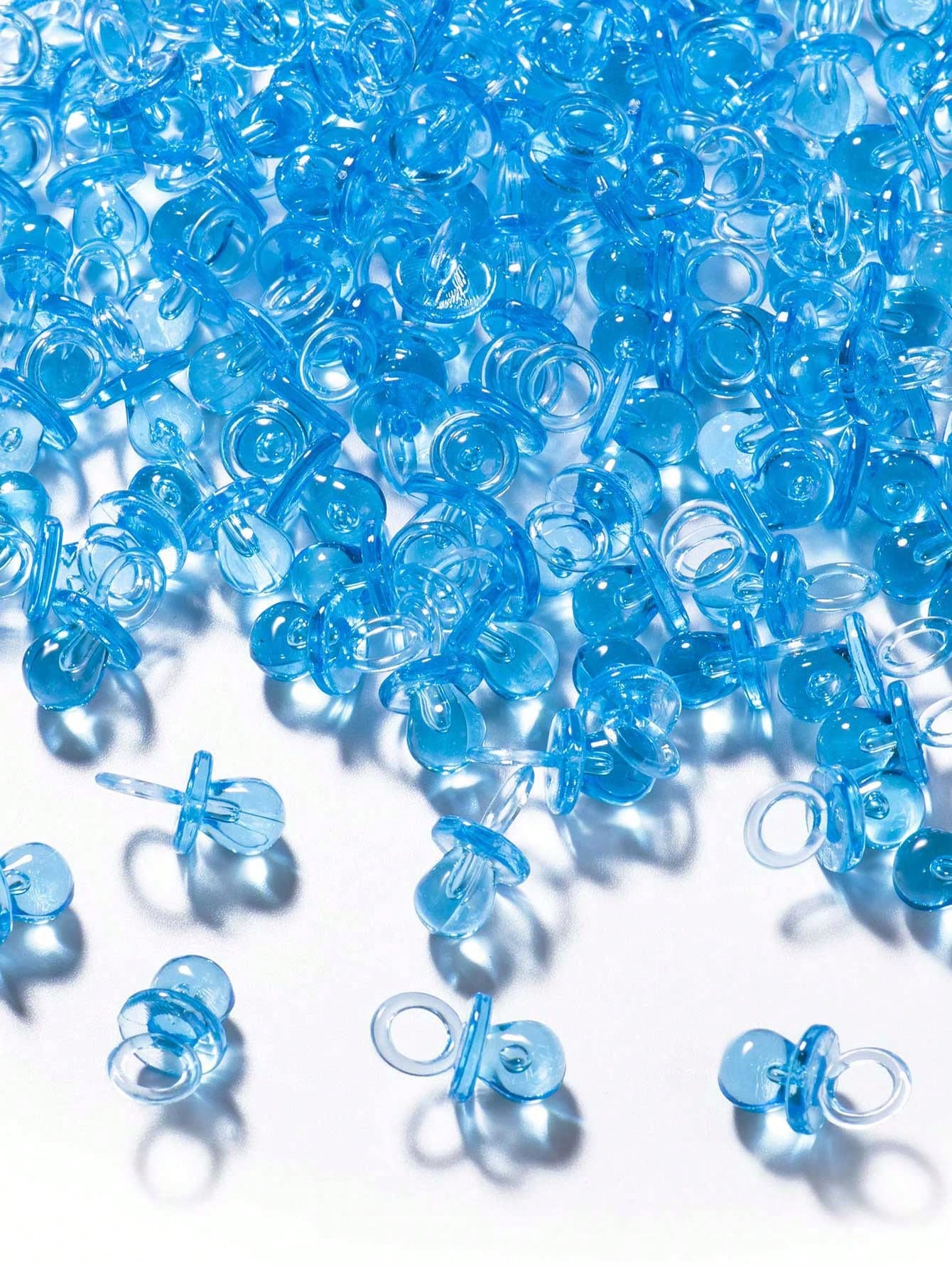 200pcs Mini Acrylic Pacifiers, Suitable For Baby Shower Games, 0.86 Inch Bulk Pacifiers, Suitable For Gender Reveal Party Gifts Table Decor (Blue)