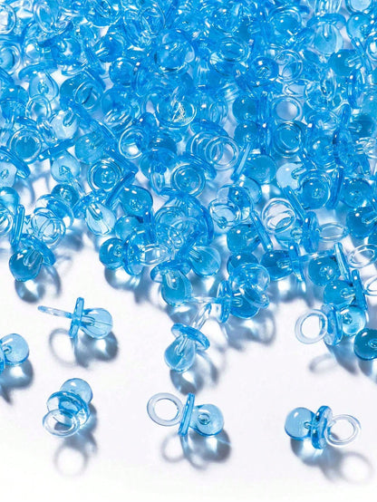 200pcs Mini Acrylic Pacifiers, Suitable For Baby Shower Games, 0.86 Inch Bulk Pacifiers, Suitable For Gender Reveal Party Gifts Table Decor (Blue)