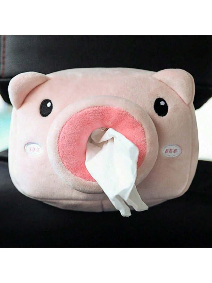 2024 Cute Cartoon Plush Animal Shaped Portable Drawer Tissue Box Car Napkin Storage Box Car Decoration Multi-Functional Car Accessories