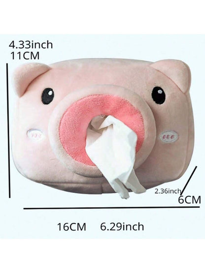 2024 Cute Cartoon Plush Animal Shaped Portable Drawer Tissue Box Car Napkin Storage Box Car Decoration Multi-Functional Car Accessories