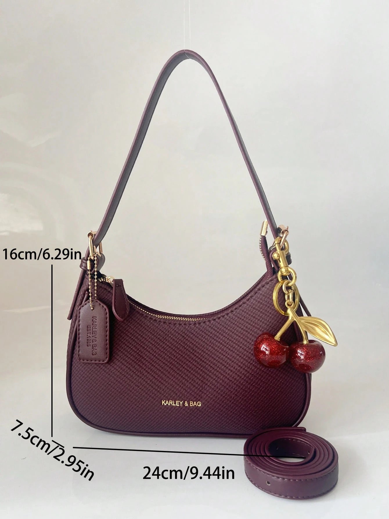2025 New Fashion Classic Wild Alphabet Pattern Decoration Design Pure Color PU Waterproof Fabric Shoulder Bag Moon Bag, Suitable For Shopping, Can Be Obl