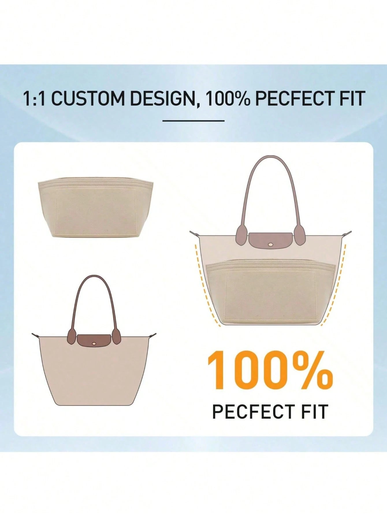 2025 Tote Bag Organizer Insert, Multi-Pocket Felt Handbag Organizer Bag With Zipper, Cup Holder, Travel Essential