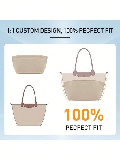2025 Tote Bag Organizer Insert, Multi-Pocket Felt Handbag Organizer Bag With Zipper, Cup Holder, Travel Essential