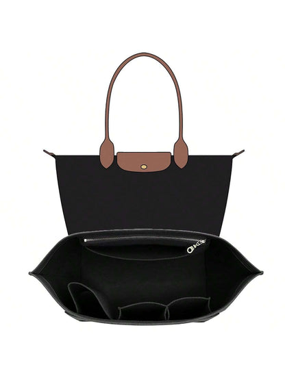 2025 Tote Bag Organizer Insert, Multi-Pocket Felt Handbag Organizer Bag With Zipper, Cup Holder, Travel Essential