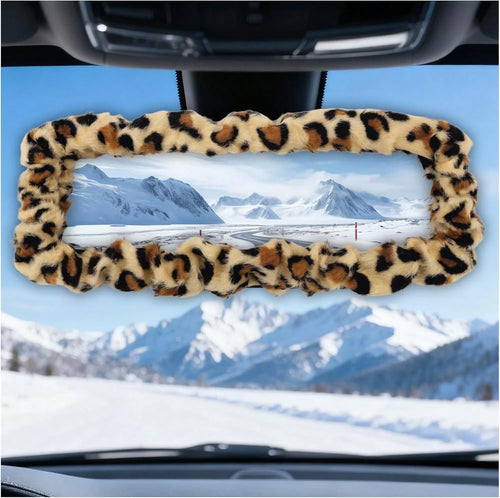 2026 New Leopard Car Rear View Mirror Cover,Highly Elastic Fuzzy Plush Rearview Mirror Cover For Cars Decorations,Universal Car Mirrors Covers Fit For Most Cars &Amp; SUVs