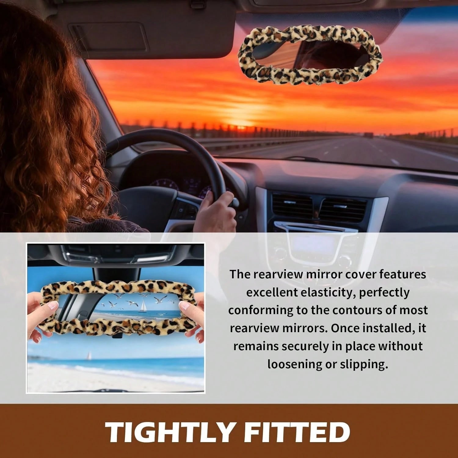 2026 New Leopard Car Rear View Mirror Cover,Highly Elastic Fuzzy Plush Rearview Mirror Cover For Cars Decorations,Universal Car Mirrors Covers Fit For Most Cars &Amp; SUVs