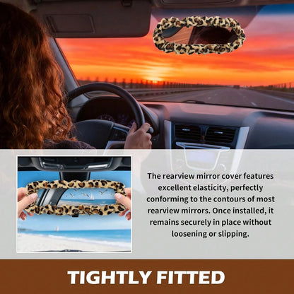 2026 New Leopard Car Rear View Mirror Cover,Highly Elastic Fuzzy Plush Rearview Mirror Cover For Cars Decorations,Universal Car Mirrors Covers Fit For Most Cars &Amp; SUVs