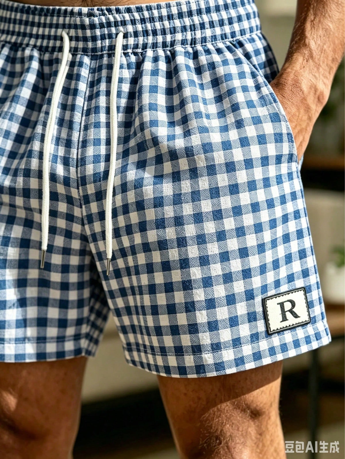 2026 New Men's Plaid Beach Shorts With Drawstring Elastic Waist And Pocket Design, Casual Sports Shorts, Breathable And Comfortable, Free Shipping