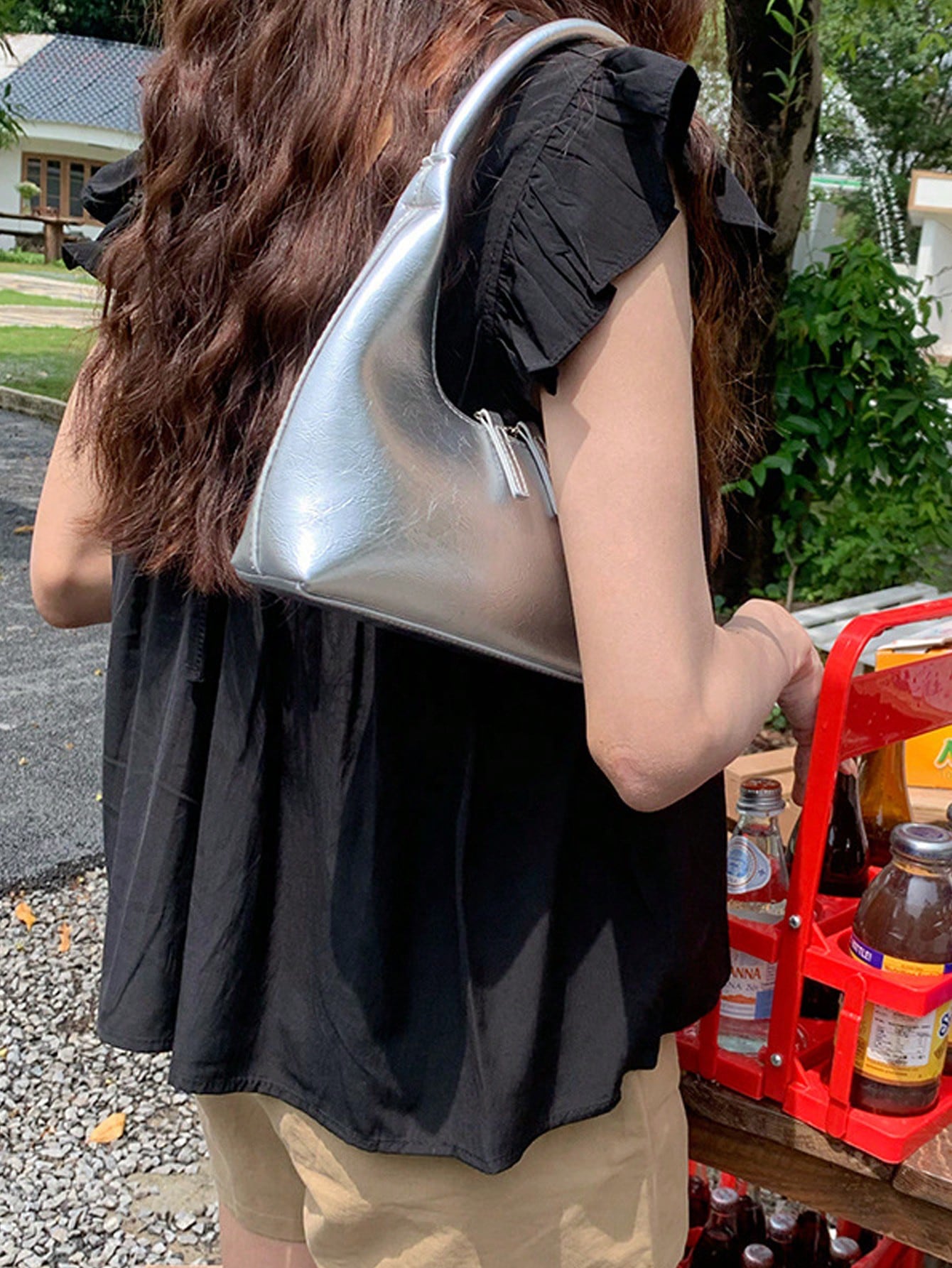 2026 New Silver Cute Mini Handbag, Women's Shoulder Bag, Fashionable And Simple Commuting Bag, Daily Travel Charm, Versatile And Casual Armpit Bag