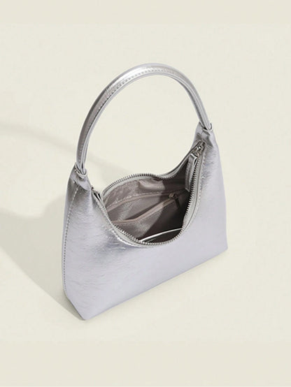 2026 New Silver Cute Mini Handbag, Women's Shoulder Bag, Fashionable And Simple Commuting Bag, Daily Travel Charm, Versatile And Casual Armpit Bag