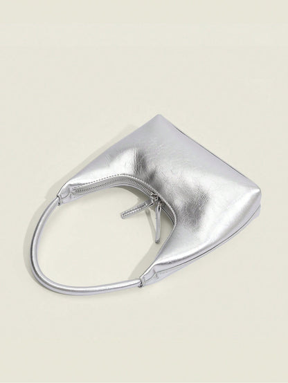 2026 New Silver Cute Mini Handbag, Women's Shoulder Bag, Fashionable And Simple Commuting Bag, Daily Travel Charm, Versatile And Casual Armpit Bag