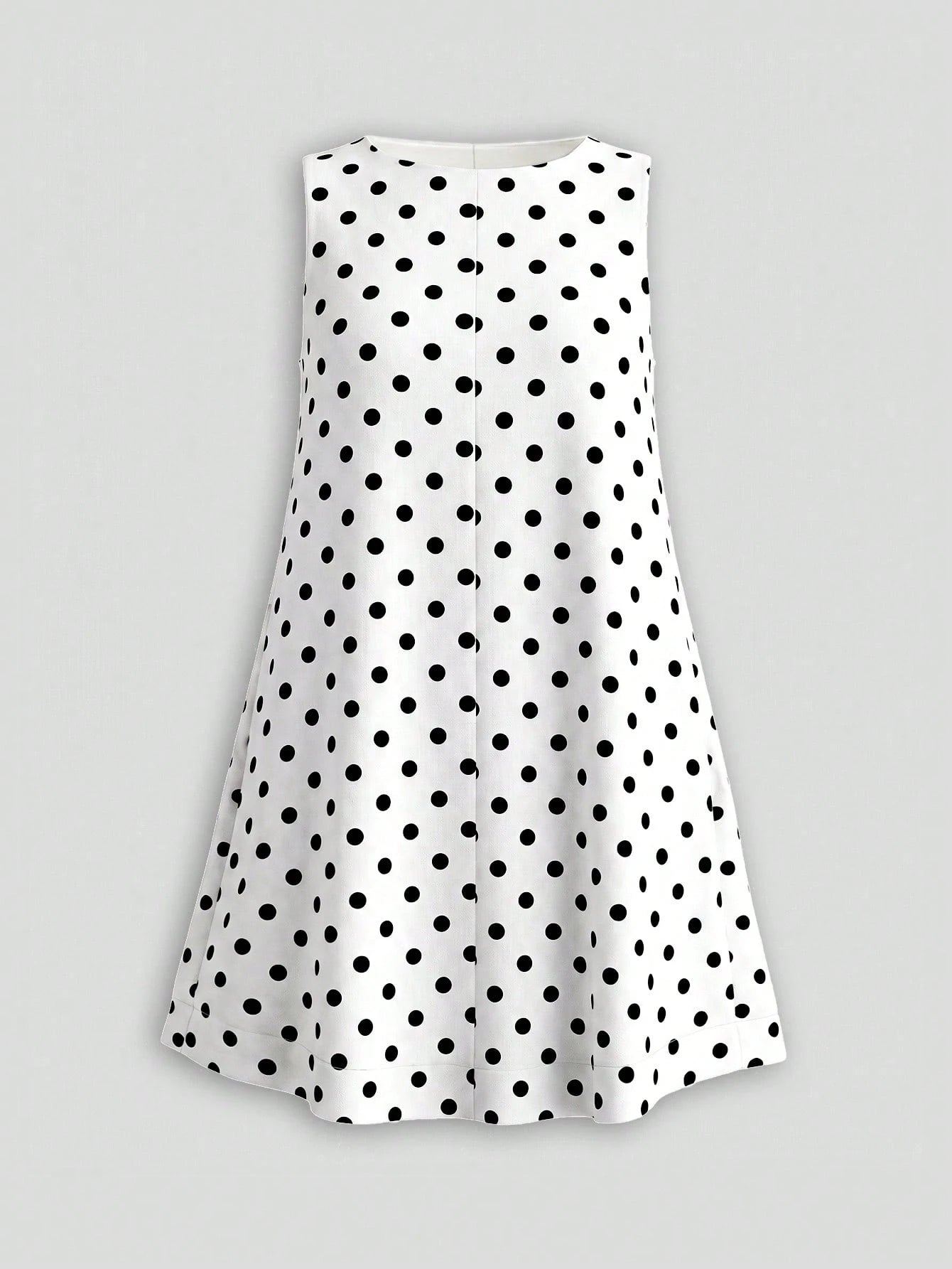 2026 Spring/Summer Women's New Polka Dot Round Neck Casual Elegant Daily Holiday Outing Date Outfit Round Neck Sleeveless Loose A-Line Mini Dress, Street Style, Party Dress, Women's Vacation Outfit, W